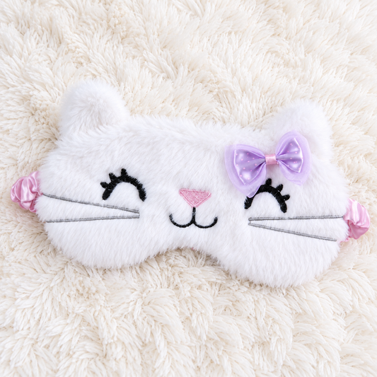 Masque de sommeil chat en peluche doux et confortable