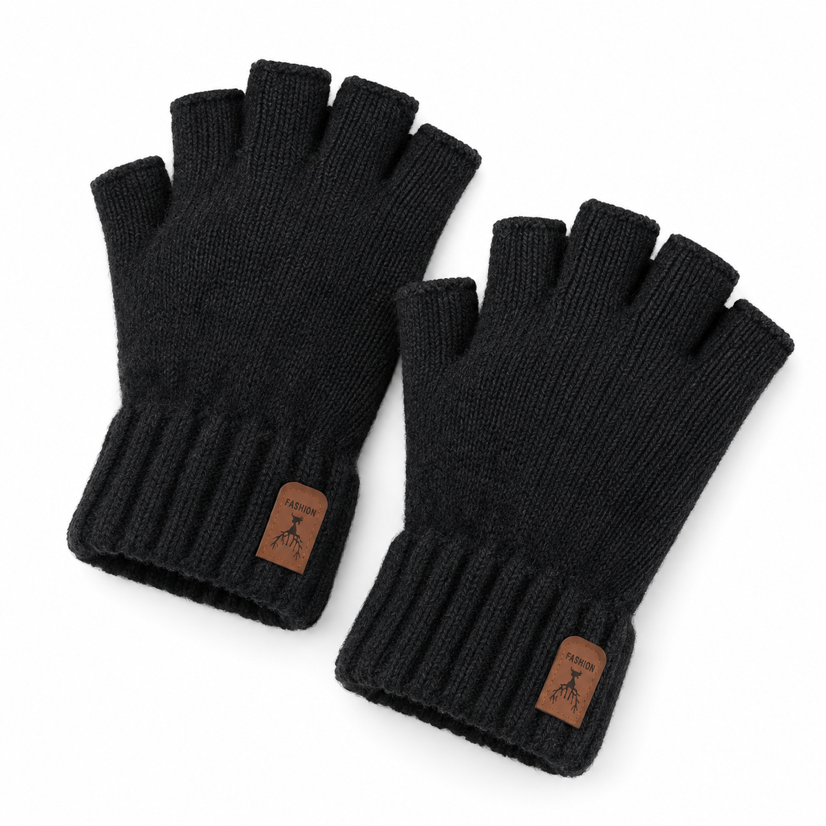 Gants d’hiver demi-doigts – Chauds et tricotés