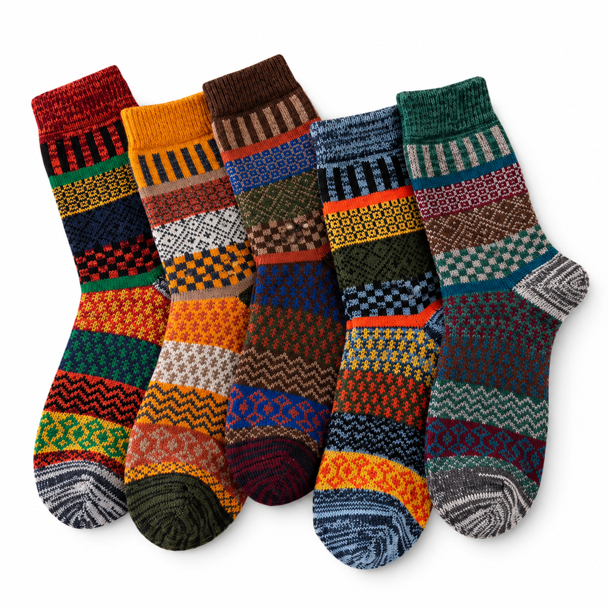 Chaussettes d’hiver homme – 5 paires, épaisses et style rétro