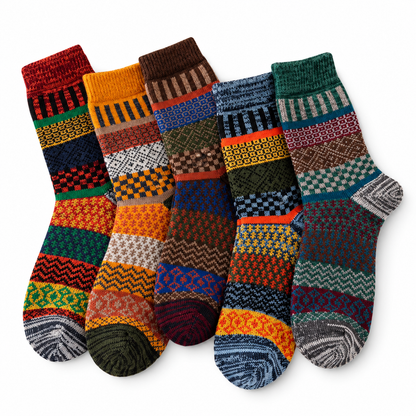 Chaussettes d’hiver homme – 5 paires, épaisses et style rétro