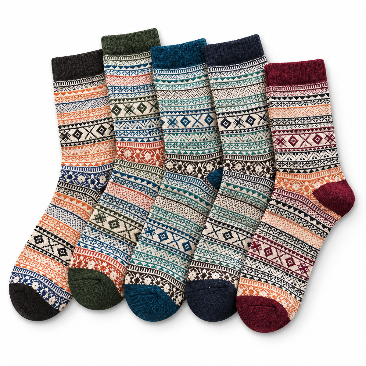 Chaussettes d’hiver homme – 5 paires, épaisses et style rétro