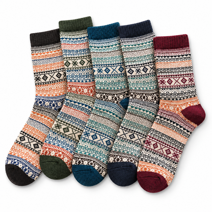 Chaussettes d’hiver homme – 5 paires, épaisses et style rétro