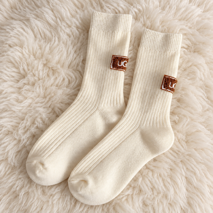 Chaussettes d’hiver épaisses et douces, mi-mollet, chaudes, style décontracté